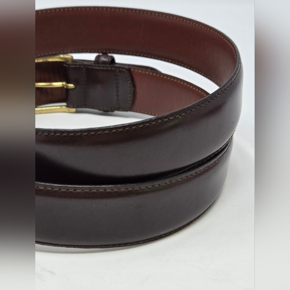 COACH CHOCOLATE BROWN LEATHER BELT GOLD BUCKLE MEN SIZE 34 MENSWEAR CLASSIC - Picture 3 of 13